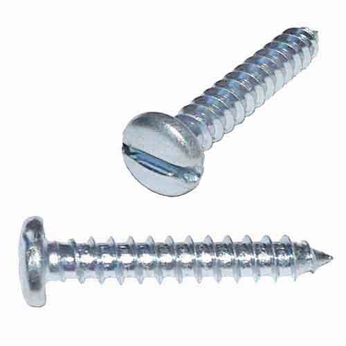 PTS1012 #10 X 1/2" Pan Head, Slotted, Tapping Screw, Type A, Zinc